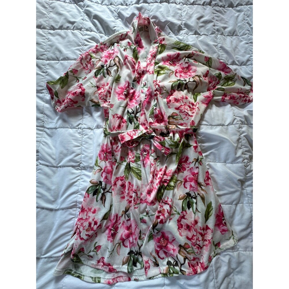 Show Me Your Mumu Robe OS White Pink Green Floral Kimono Robe - HiLo
